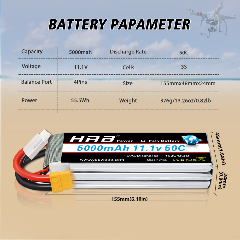 HRB Lipo Batterij 2S 3S 4S 6S  - 6S Lipo Battery 22.2V 5000Mah recensie en prijs