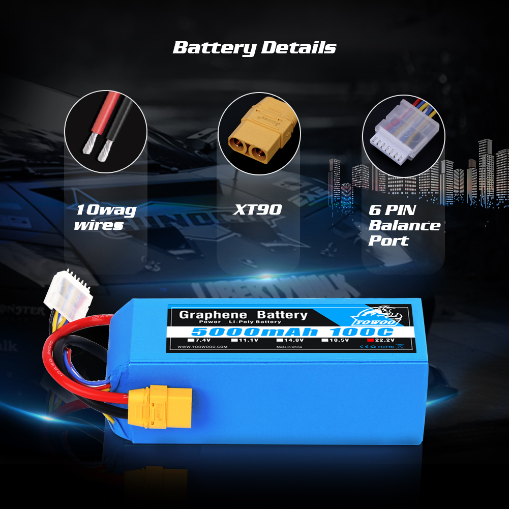 Yowoo Graphene Lipo Batterij 6 - 6S Lipo Battery 22.2V 5000Mah recensie en prijs